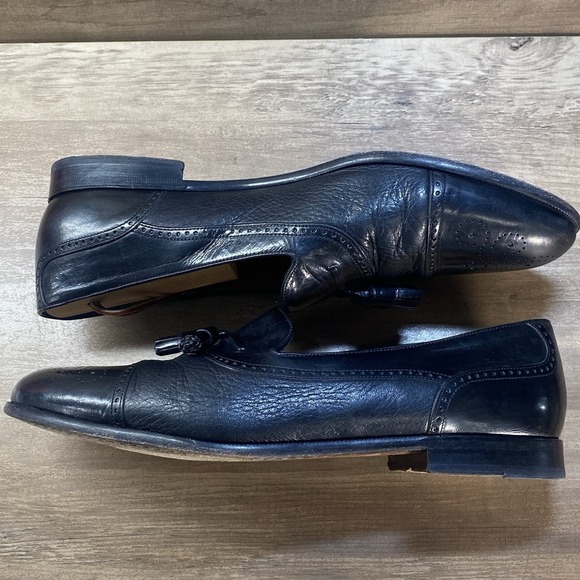 Mezlan Havana Tassel Brogue Loafer Mens 11 W Black Spain Vintage Dress Shoes